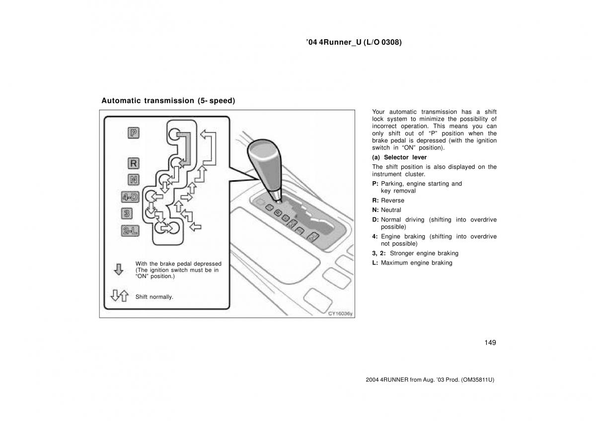 Toyota 4Runner 4 IV N210 owners manual / page 149