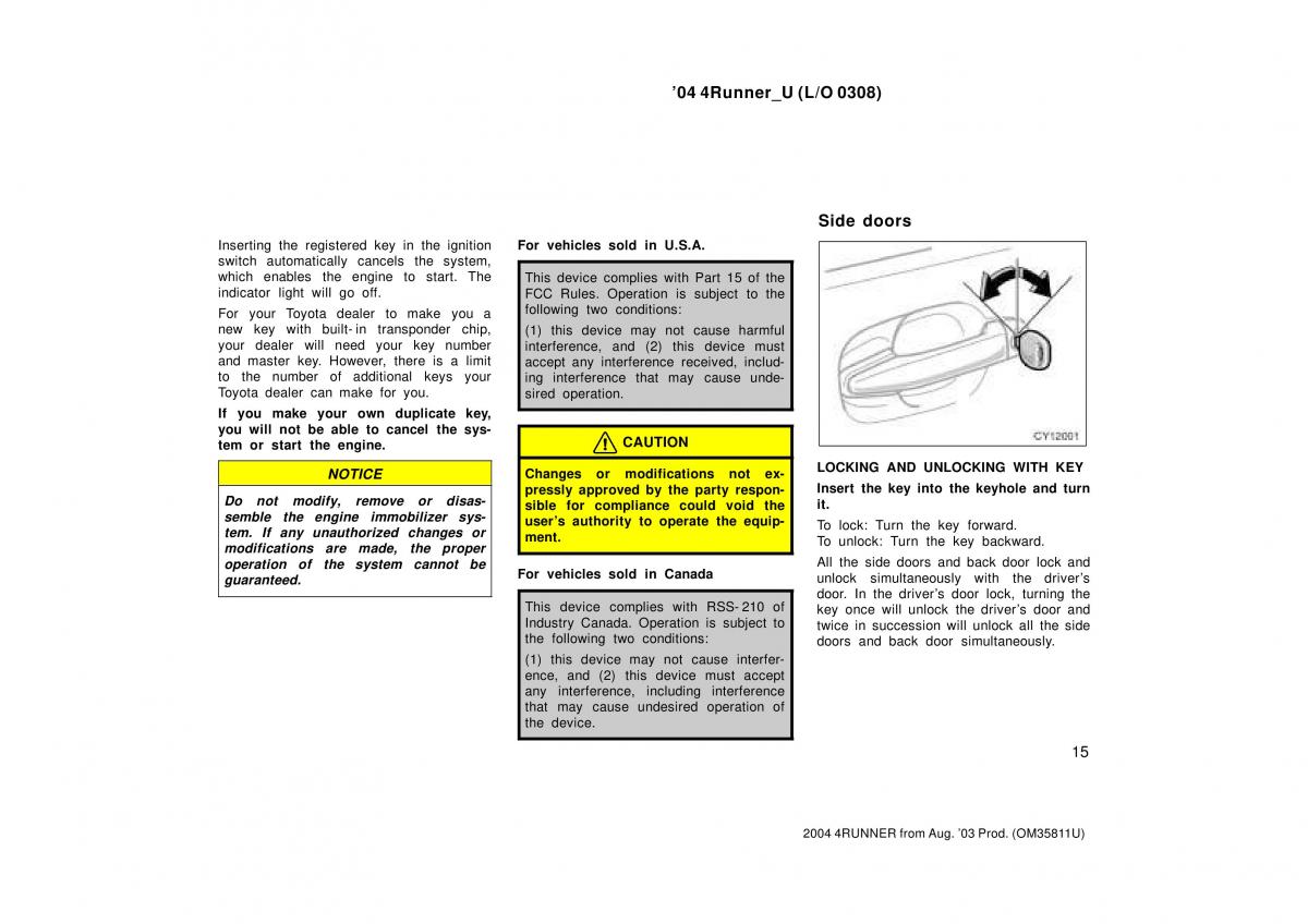 Toyota 4Runner 4 IV N210 owners manual / page 15