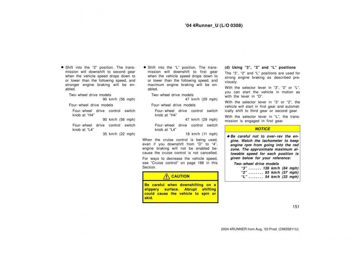 Toyota 4Runner 4 IV N210 owners manual / page 151