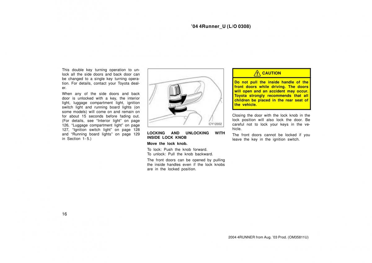 Toyota 4Runner 4 IV N210 owners manual / page 16