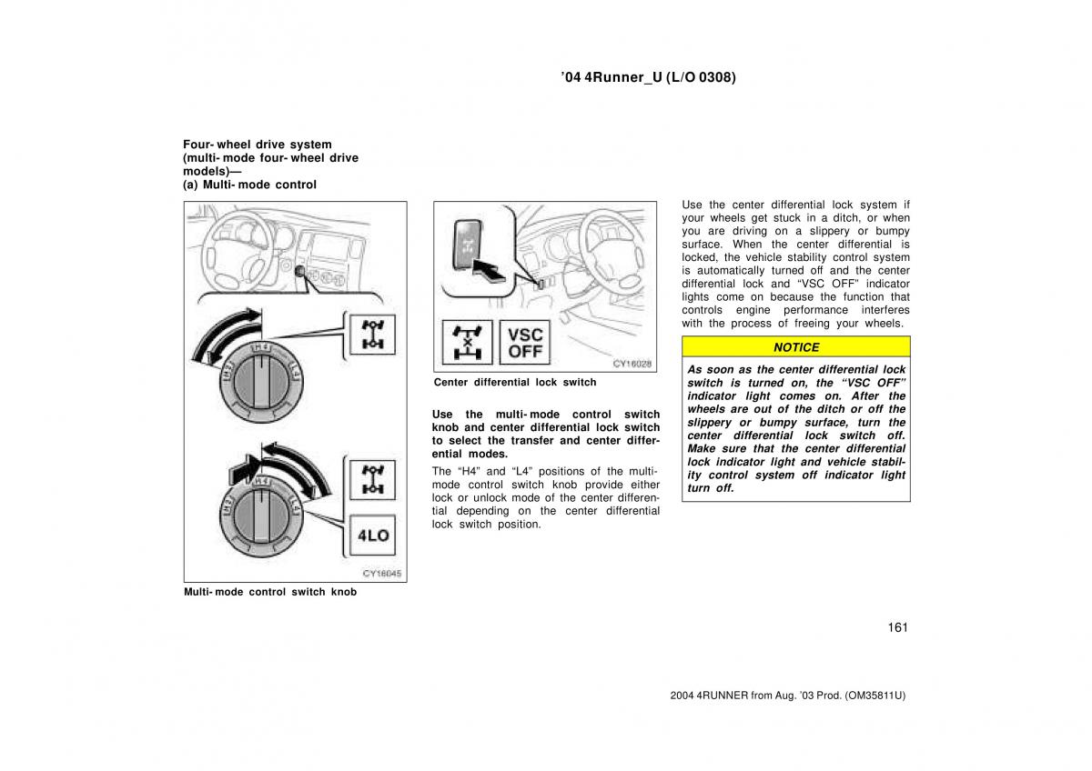 Toyota 4Runner 4 IV N210 owners manual / page 161