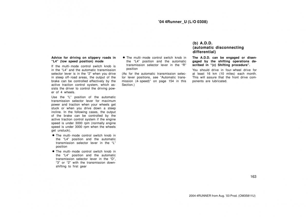 Toyota 4Runner 4 IV N210 owners manual / page 163