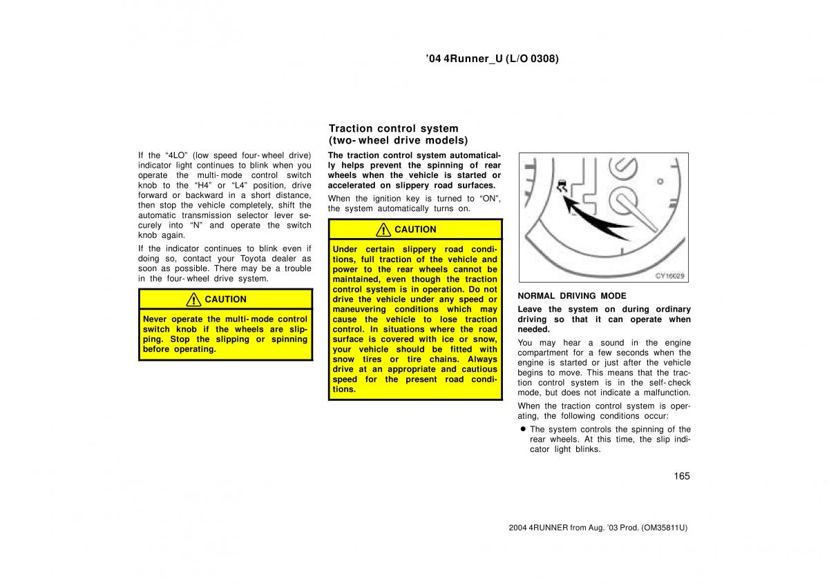 Toyota 4Runner 4 IV N210 owners manual / page 165