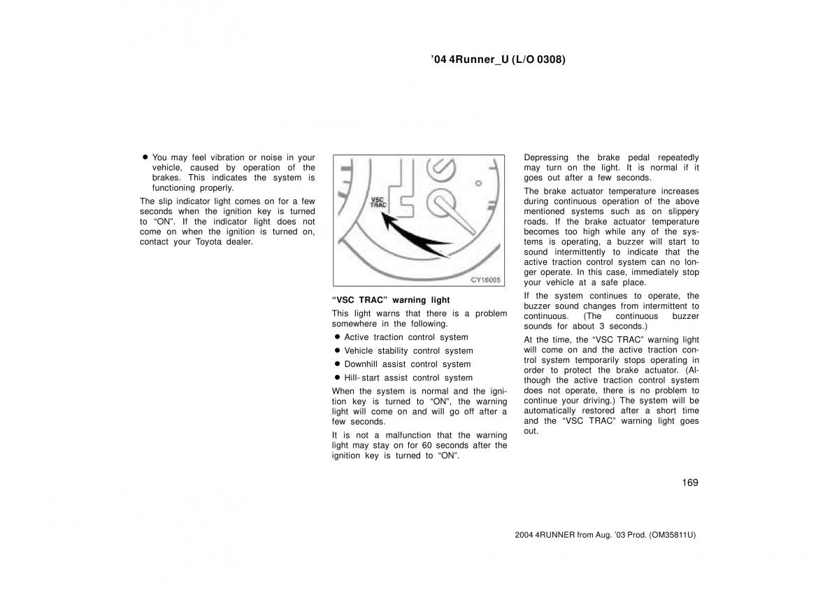 Toyota 4Runner 4 IV N210 owners manual / page 169