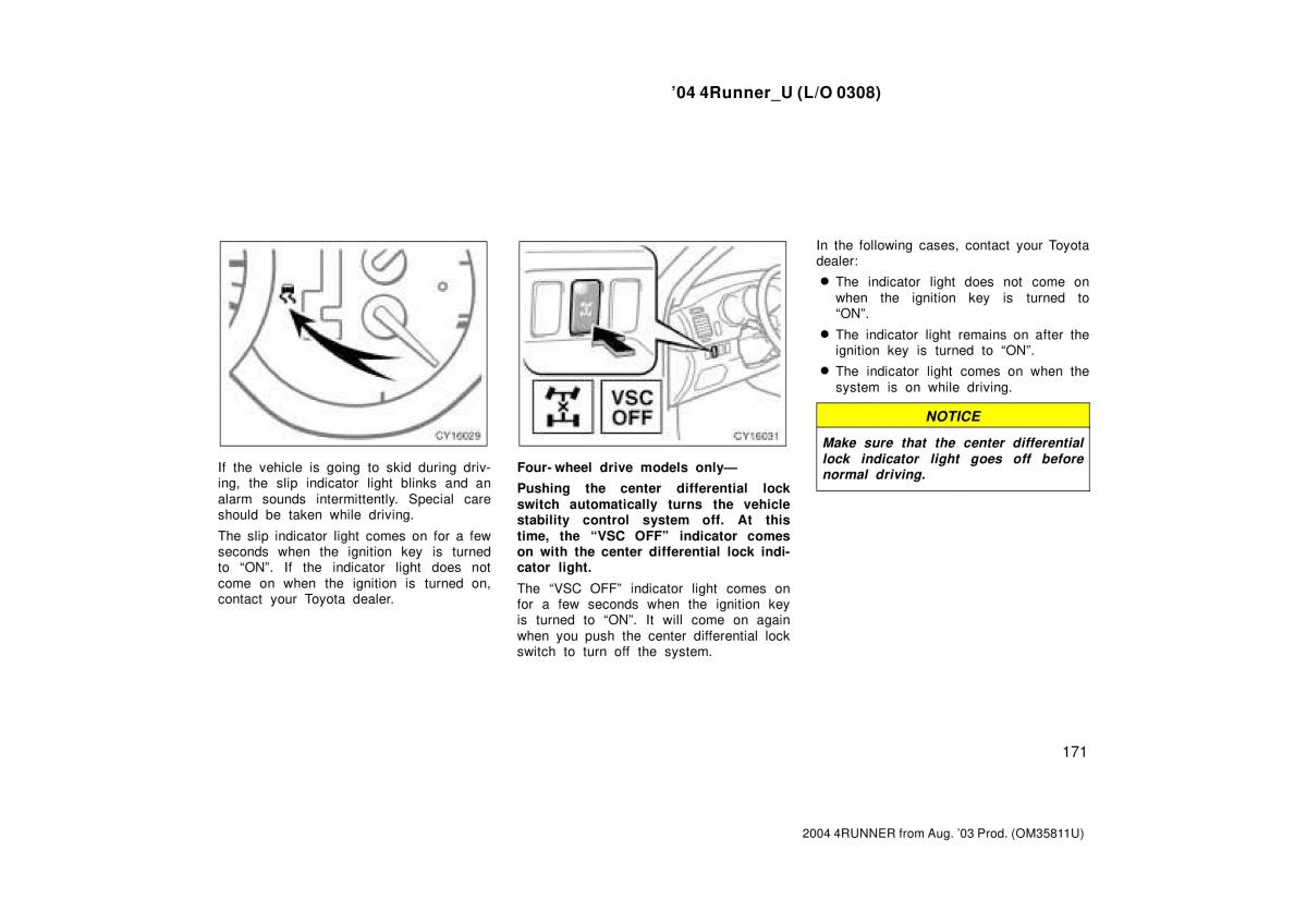 Toyota 4Runner 4 IV N210 owners manual / page 171