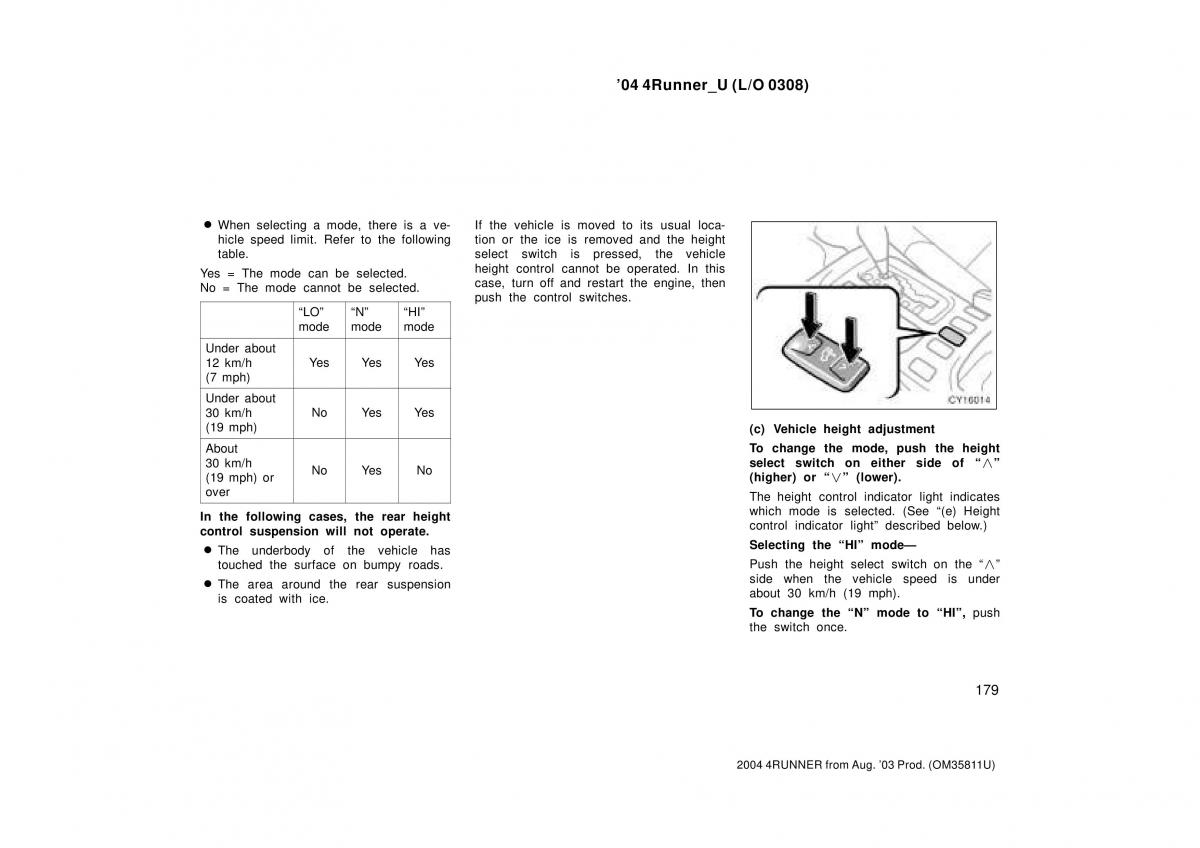 Toyota 4Runner 4 IV N210 owners manual / page 179