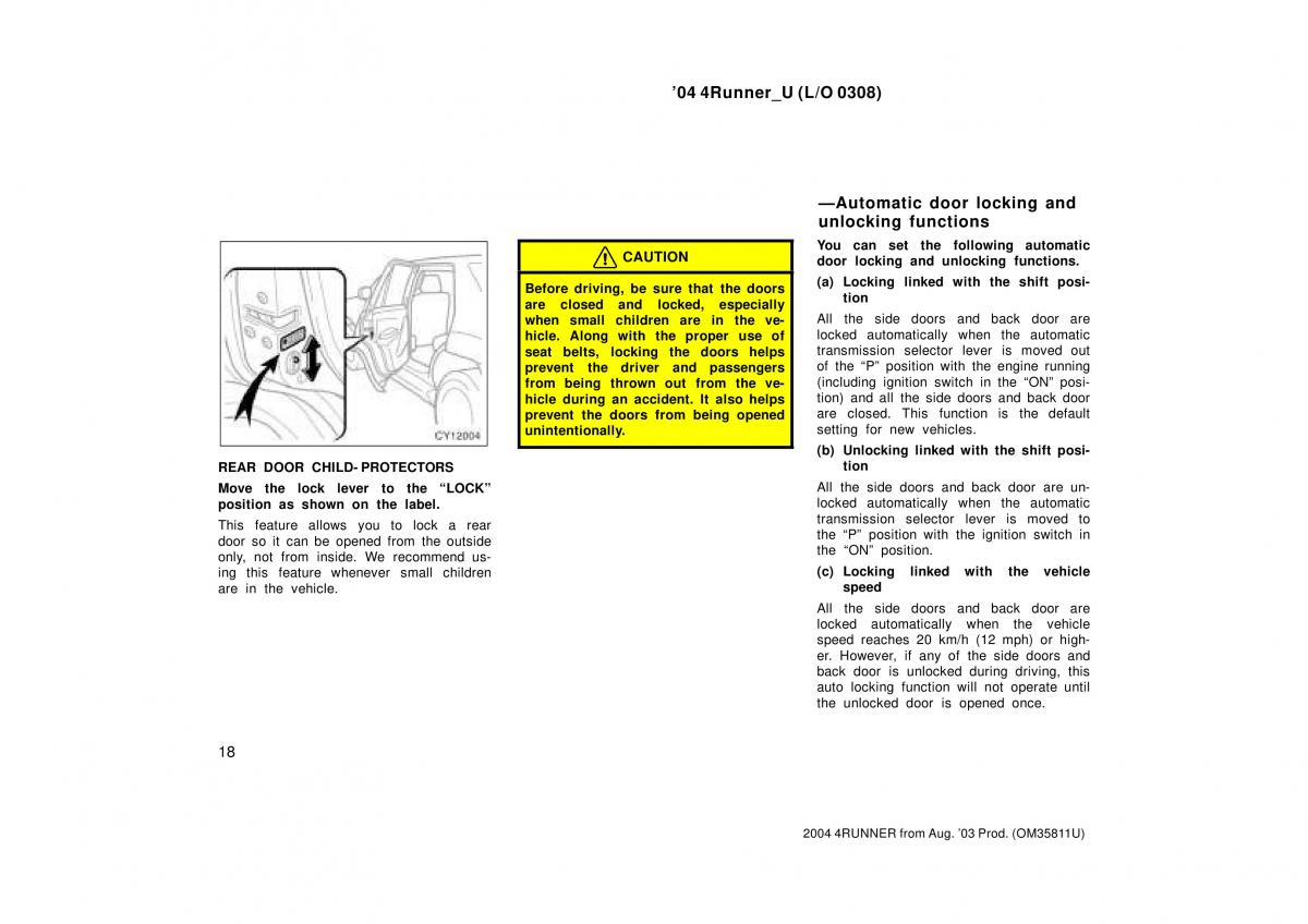 Toyota 4Runner 4 IV N210 owners manual / page 18