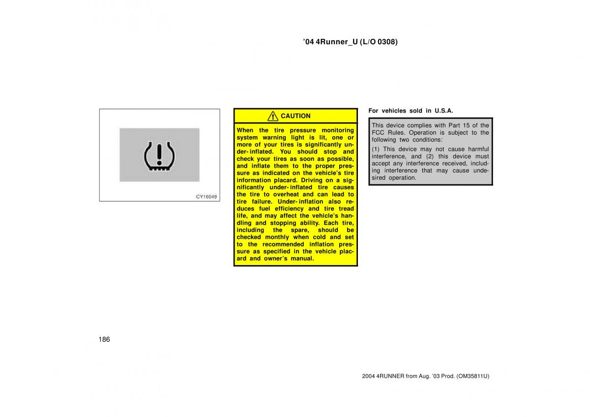 Toyota 4Runner 4 IV N210 owners manual / page 186