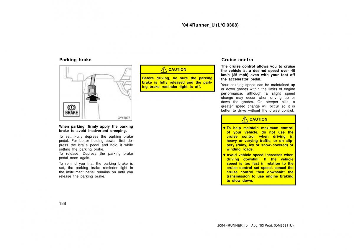 Toyota 4Runner 4 IV N210 owners manual / page 188