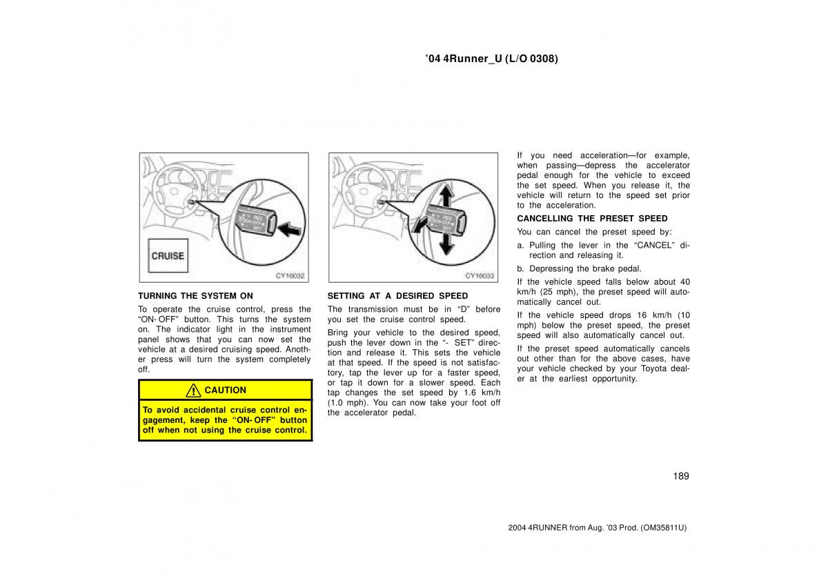 Toyota 4Runner 4 IV N210 owners manual / page 189