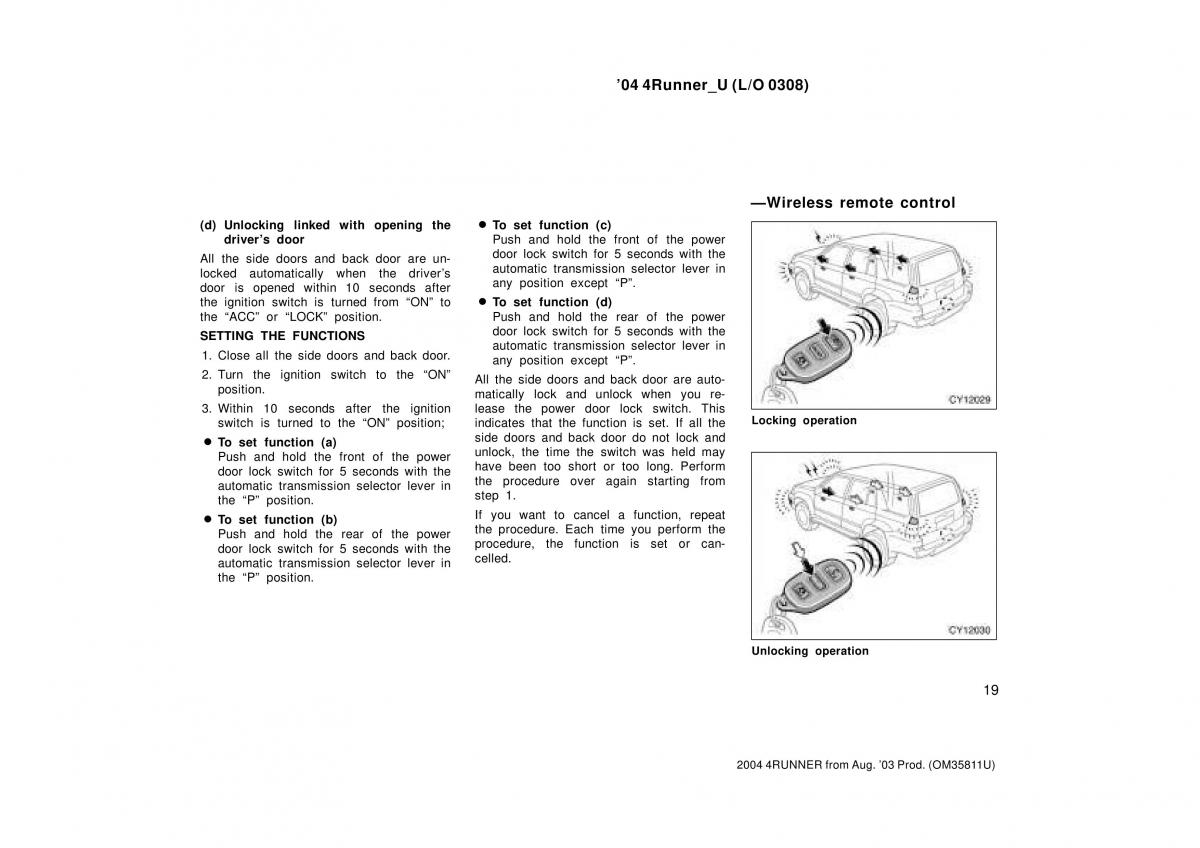 Toyota 4Runner 4 IV N210 owners manual / page 19