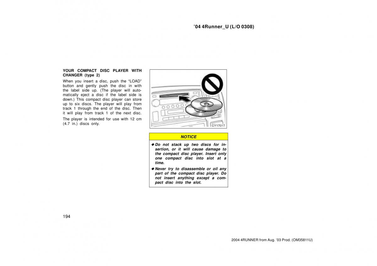 Toyota 4Runner 4 IV N210 owners manual / page 194