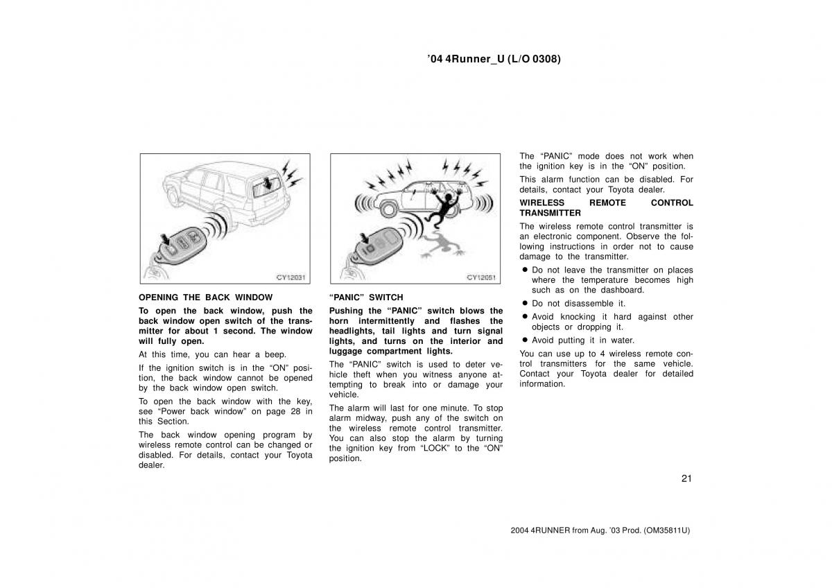 Toyota 4Runner 4 IV N210 owners manual / page 21