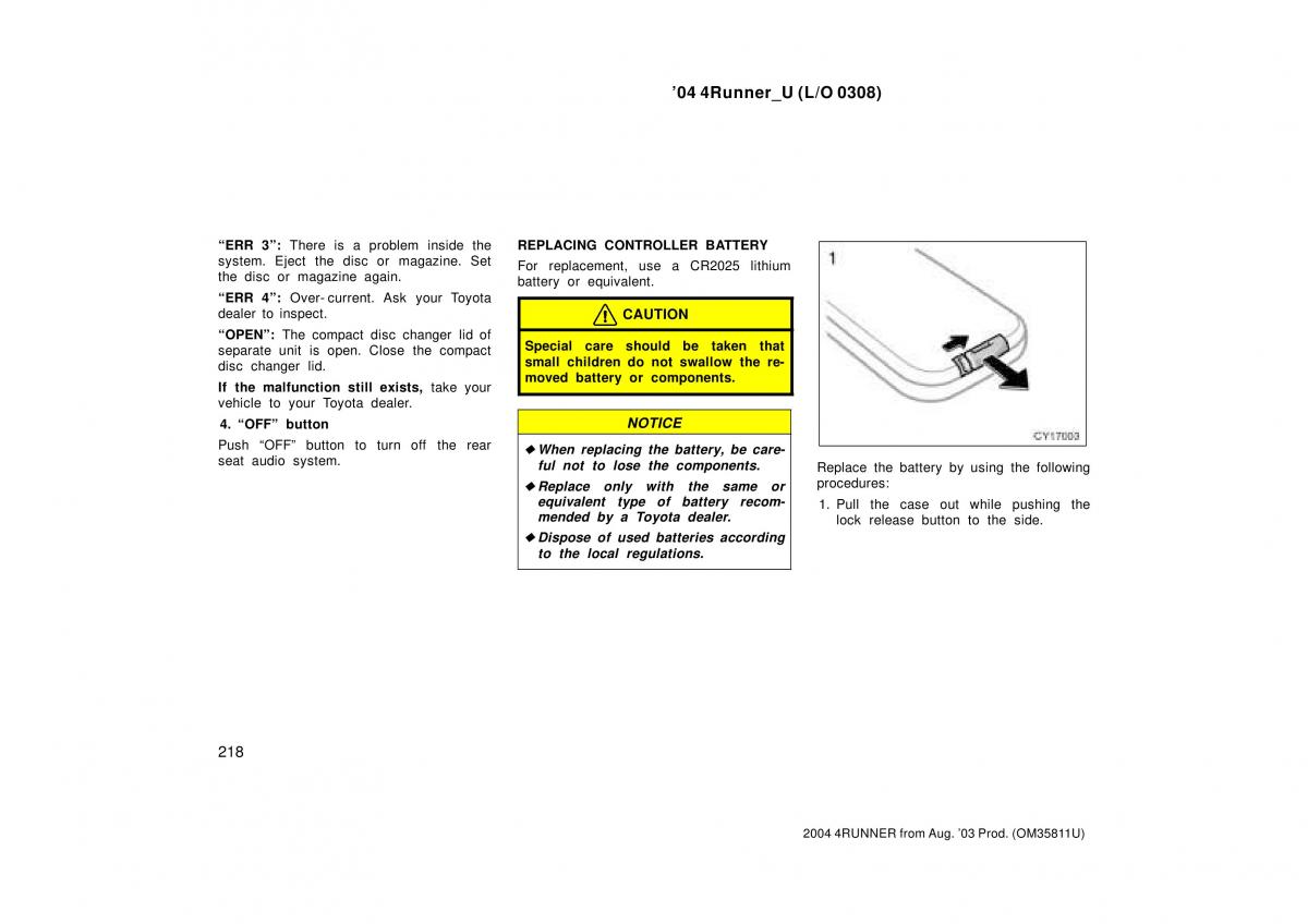 Toyota 4Runner 4 IV N210 owners manual / page 218