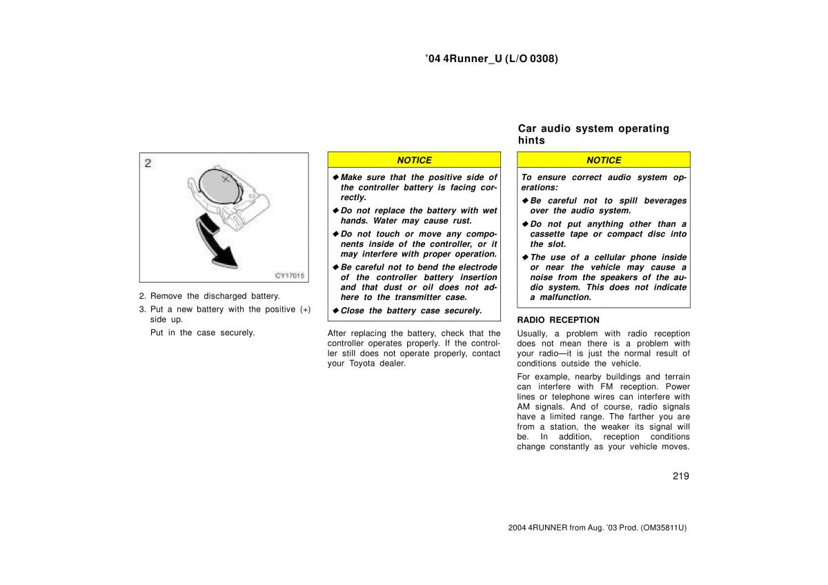 Toyota 4Runner 4 IV N210 owners manual / page 219