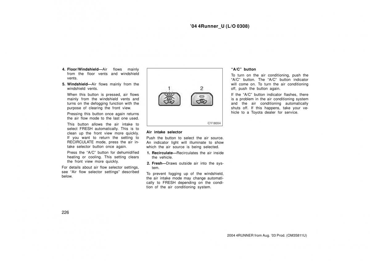 Toyota 4Runner 4 IV N210 owners manual / page 226