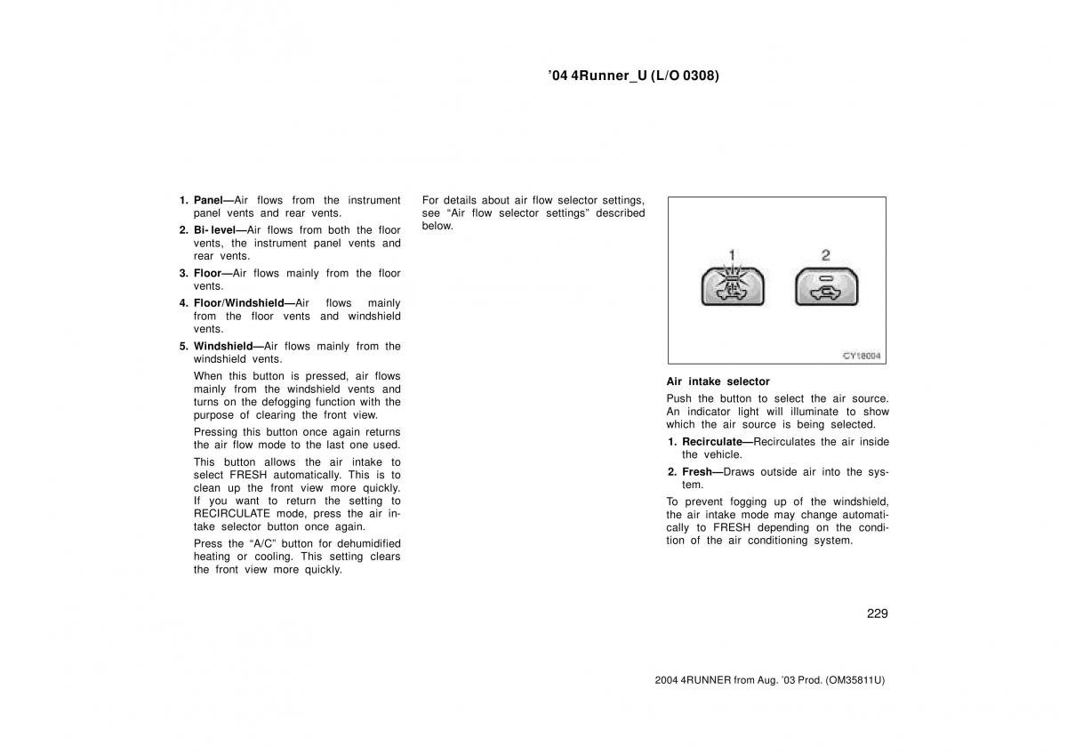 Toyota 4Runner 4 IV N210 owners manual / page 229