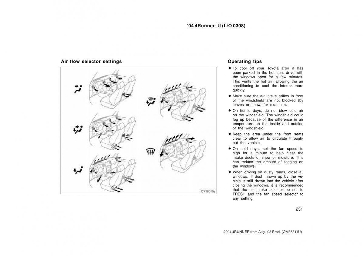 Toyota 4Runner 4 IV N210 owners manual / page 231