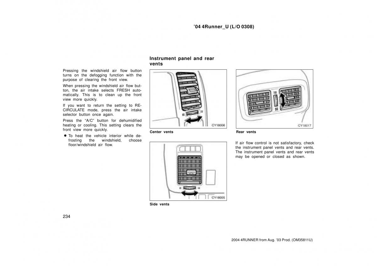 Toyota 4Runner 4 IV N210 owners manual / page 234