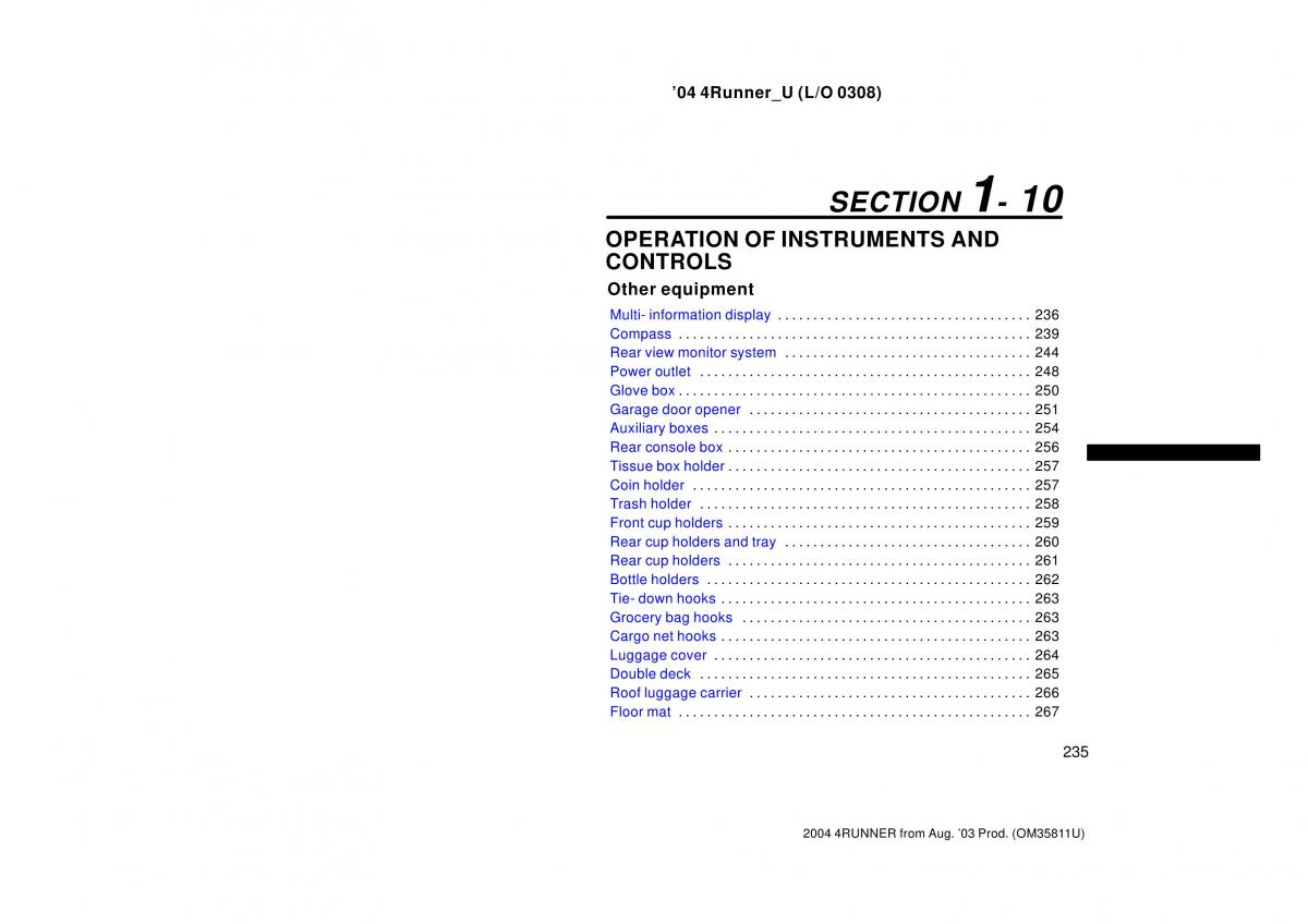 Toyota 4Runner 4 IV N210 owners manual / page 235