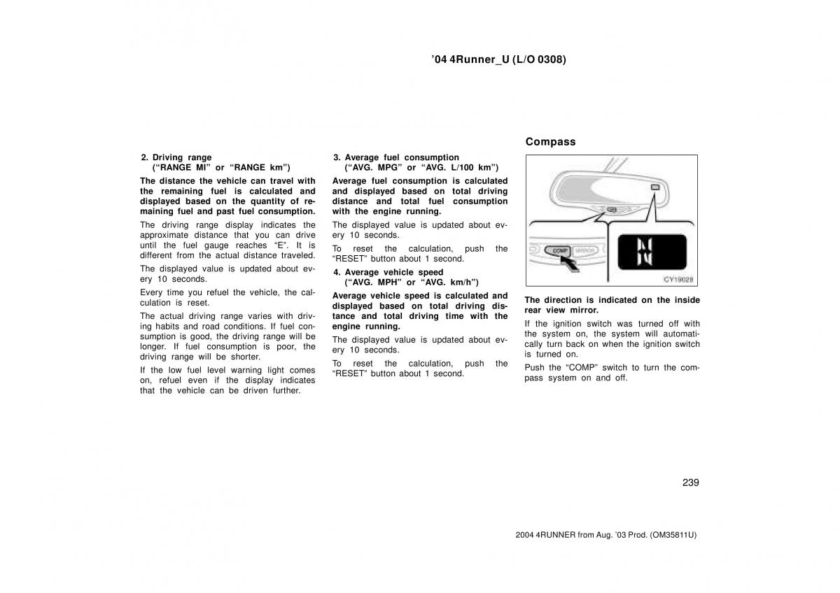 Toyota 4Runner 4 IV N210 owners manual / page 239