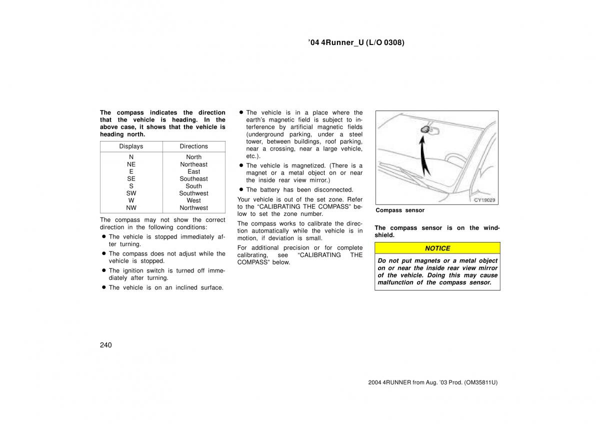 Toyota 4Runner 4 IV N210 owners manual / page 240