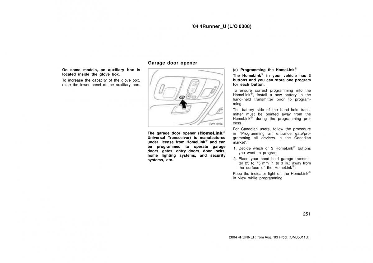 Toyota 4Runner 4 IV N210 owners manual / page 251