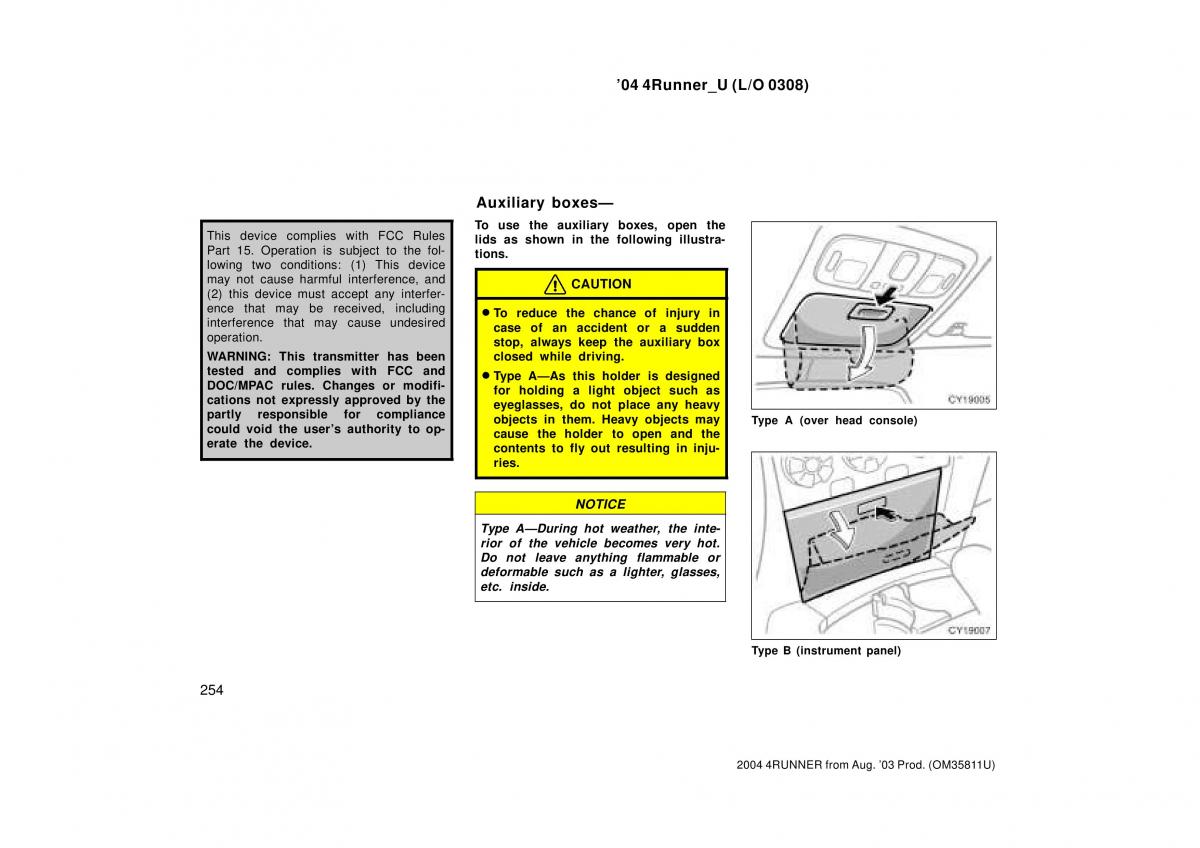 Toyota 4Runner 4 IV N210 owners manual / page 254