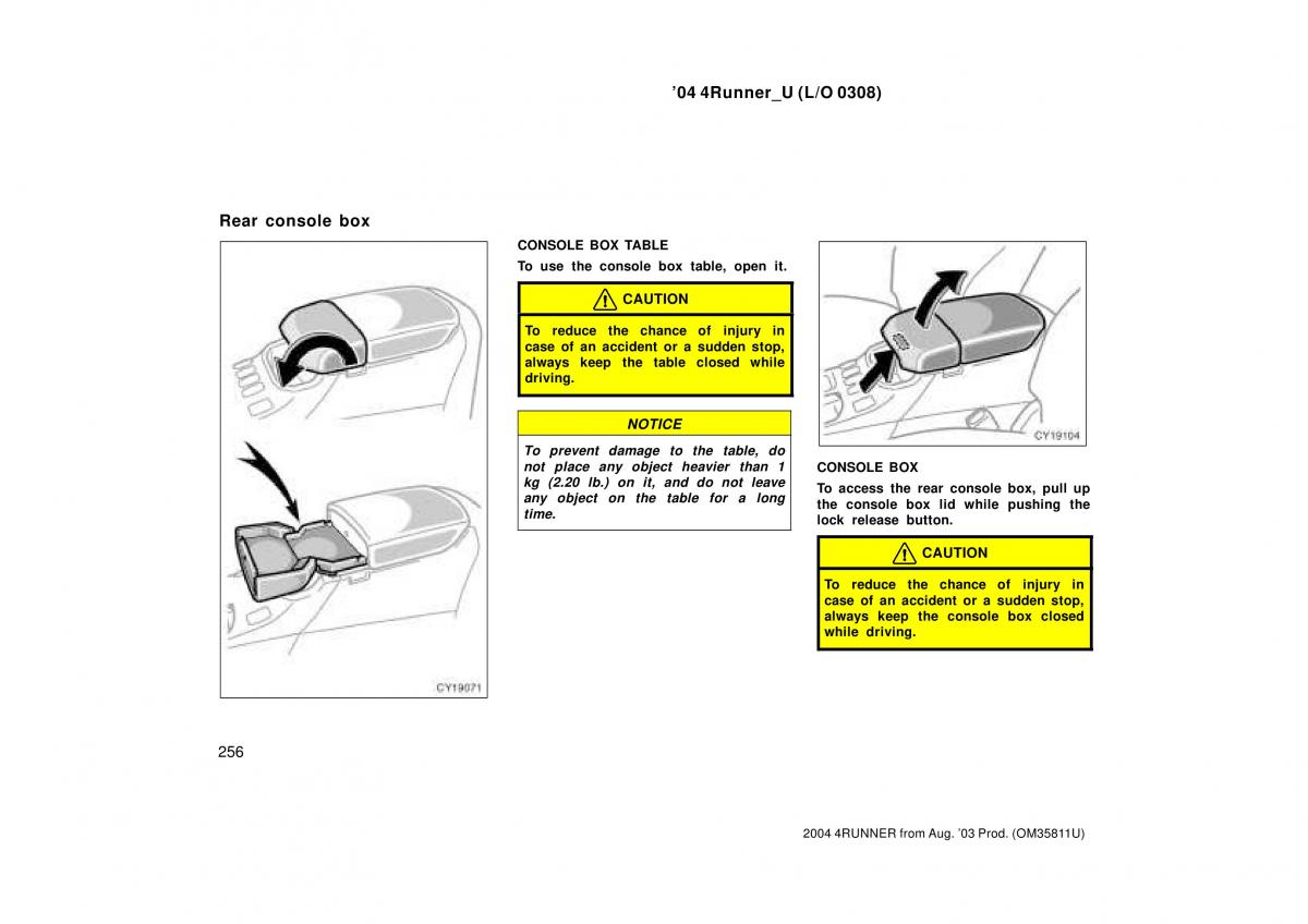 Toyota 4Runner 4 IV N210 owners manual / page 256