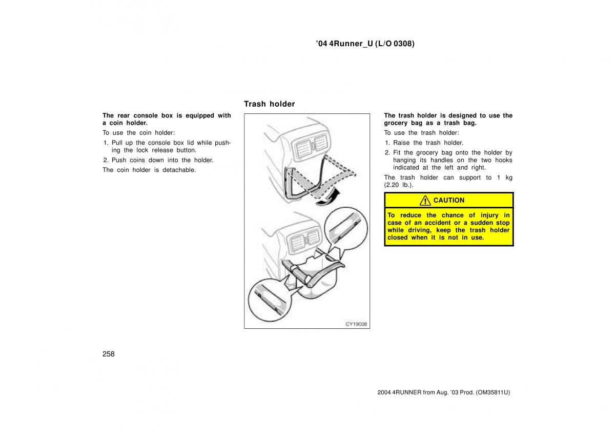 Toyota 4Runner 4 IV N210 owners manual / page 258