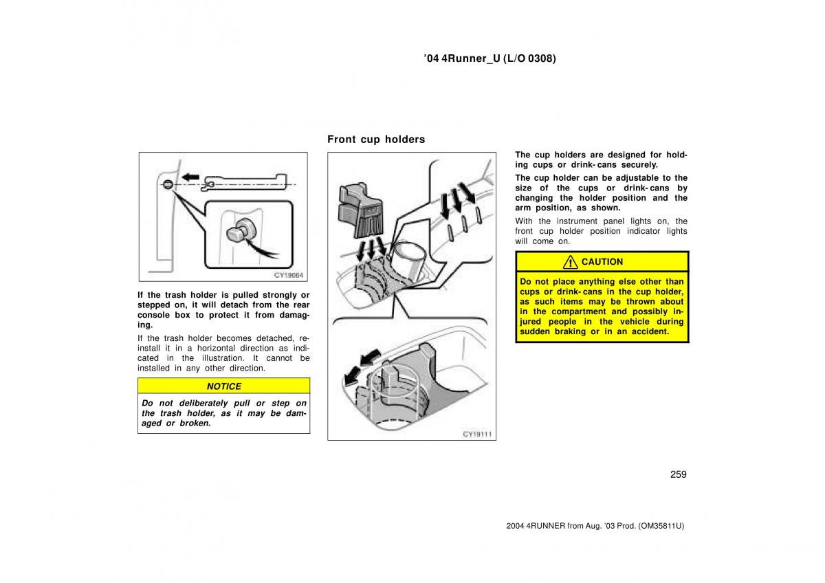 Toyota 4Runner 4 IV N210 owners manual / page 259