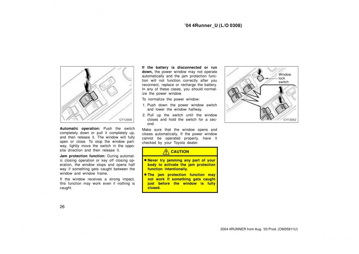 Toyota 4Runner 4 IV N210 owners manual / page 26