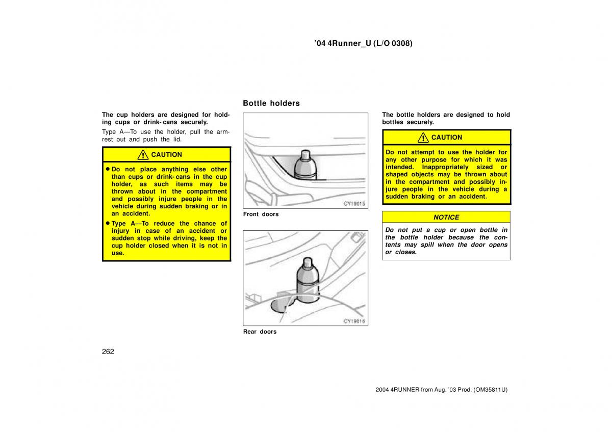 Toyota 4Runner 4 IV N210 owners manual / page 262