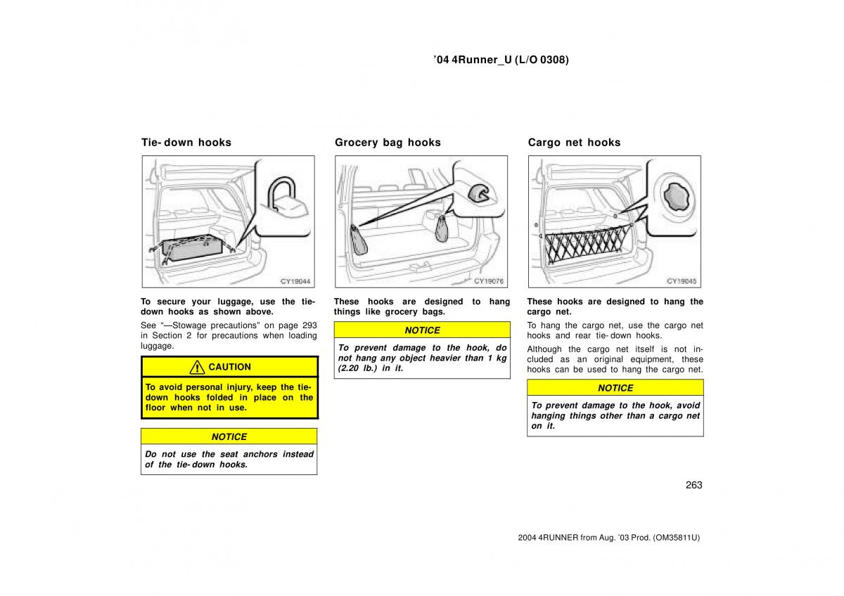 Toyota 4Runner 4 IV N210 owners manual / page 263