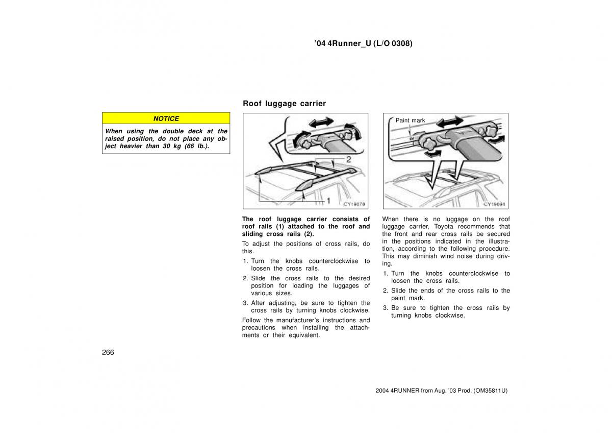 Toyota 4Runner 4 IV N210 owners manual / page 266