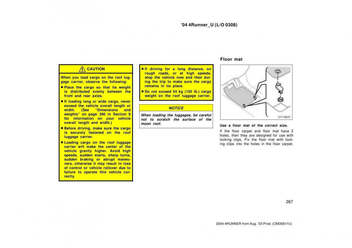 Toyota 4Runner 4 IV N210 owners manual / page 267