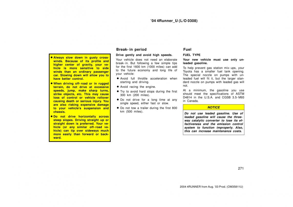 Toyota 4Runner 4 IV N210 owners manual / page 271