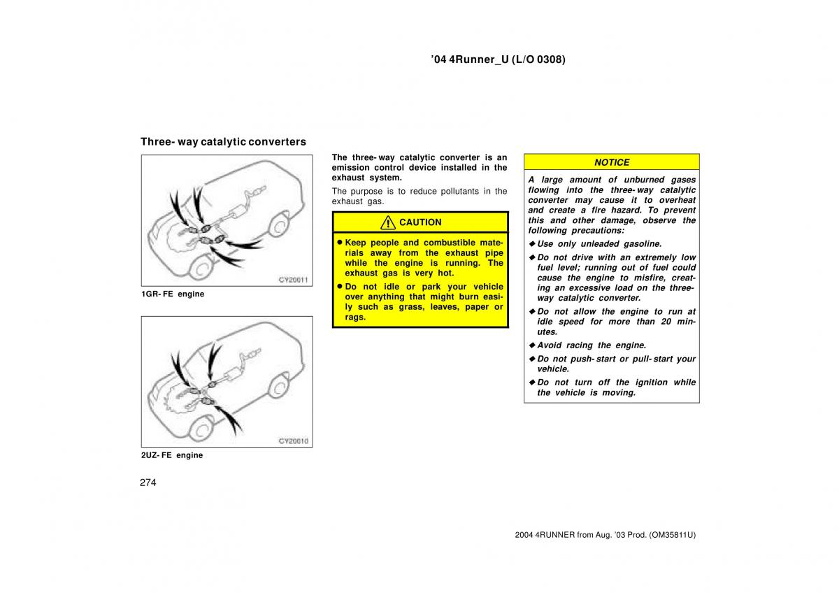 Toyota 4Runner 4 IV N210 owners manual / page 274