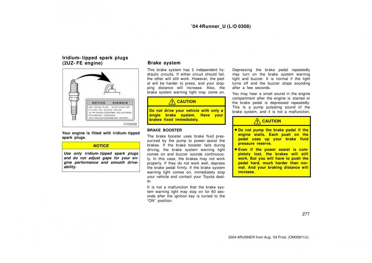 Toyota 4Runner 4 IV N210 owners manual / page 277