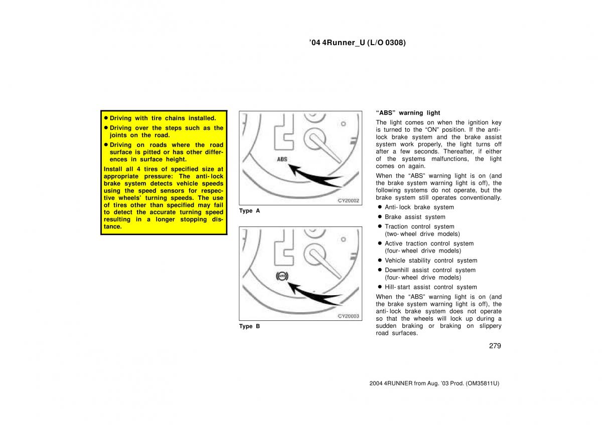 Toyota 4Runner 4 IV N210 owners manual / page 279