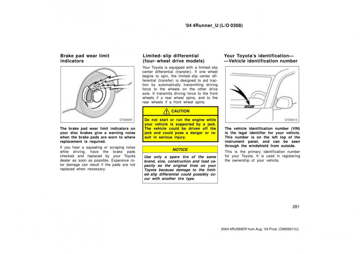 Toyota 4Runner 4 IV N210 owners manual / page 281