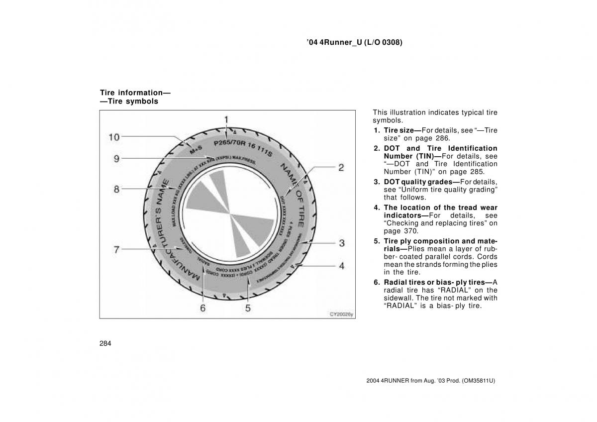 Toyota 4Runner 4 IV N210 owners manual / page 284