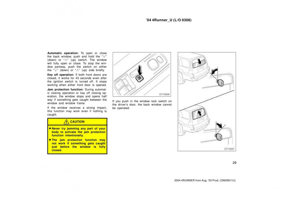 Toyota 4Runner 4 IV N210 owners manual / page 29