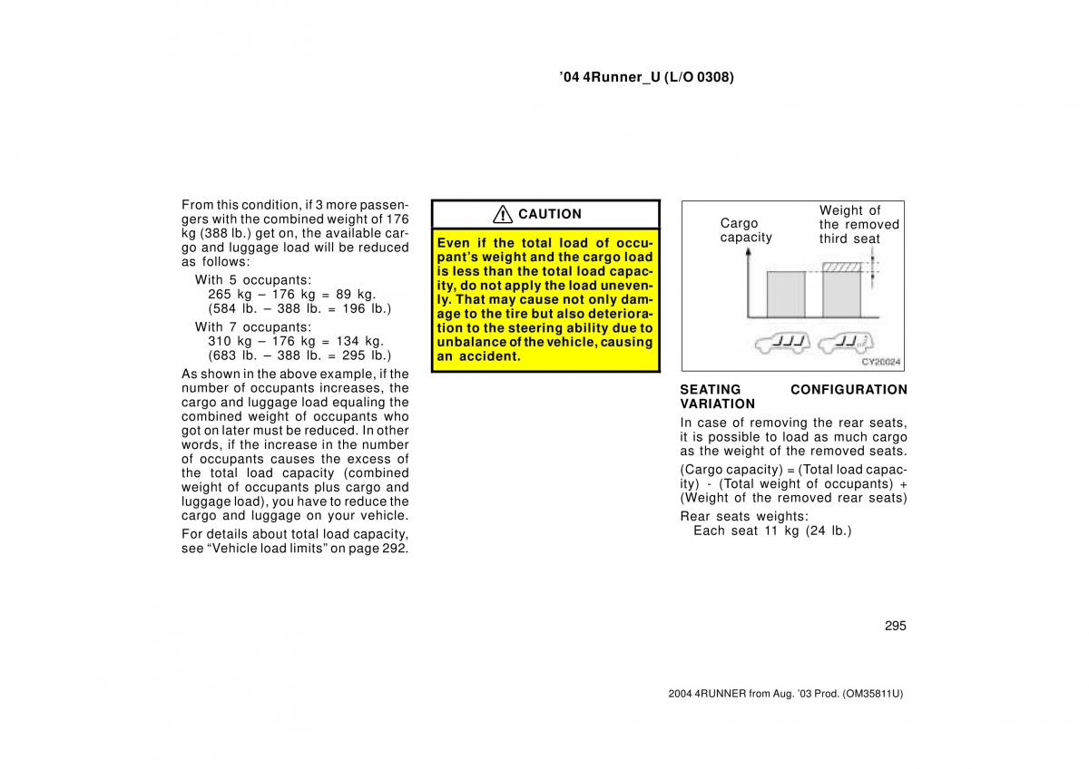 Toyota 4Runner 4 IV N210 owners manual / page 295