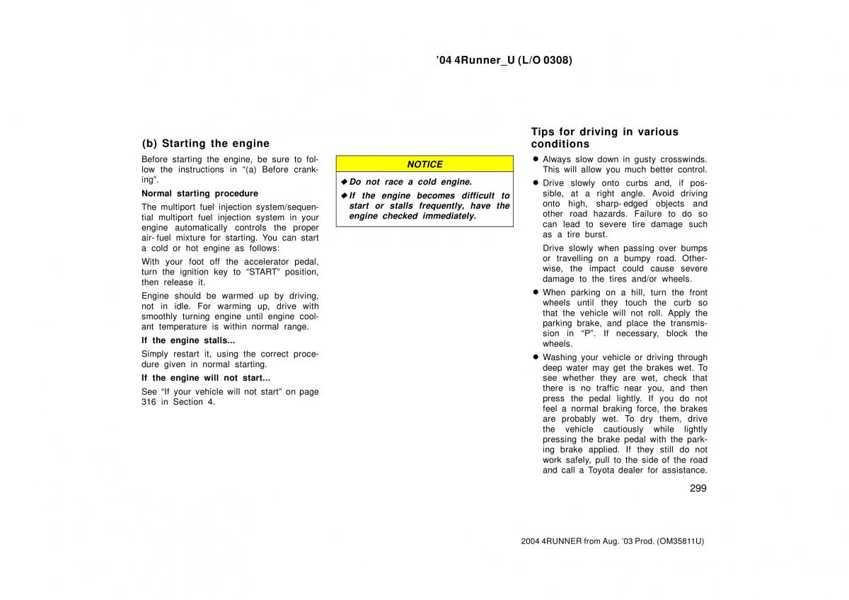 Toyota 4Runner 4 IV N210 owners manual / page 299