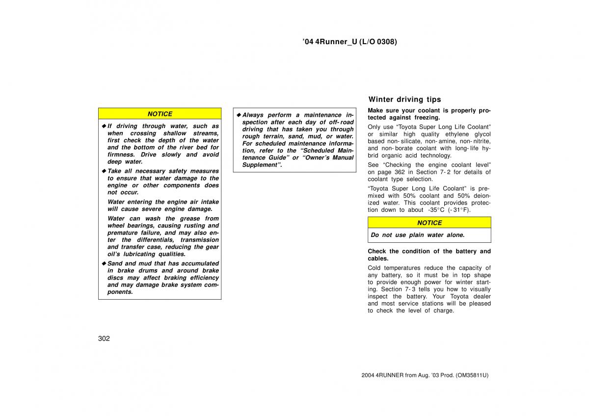 Toyota 4Runner 4 IV N210 owners manual / page 302