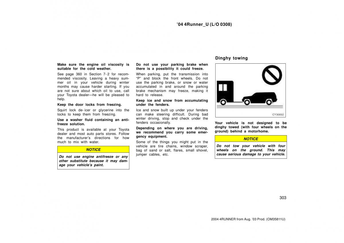 Toyota 4Runner 4 IV N210 owners manual / page 303