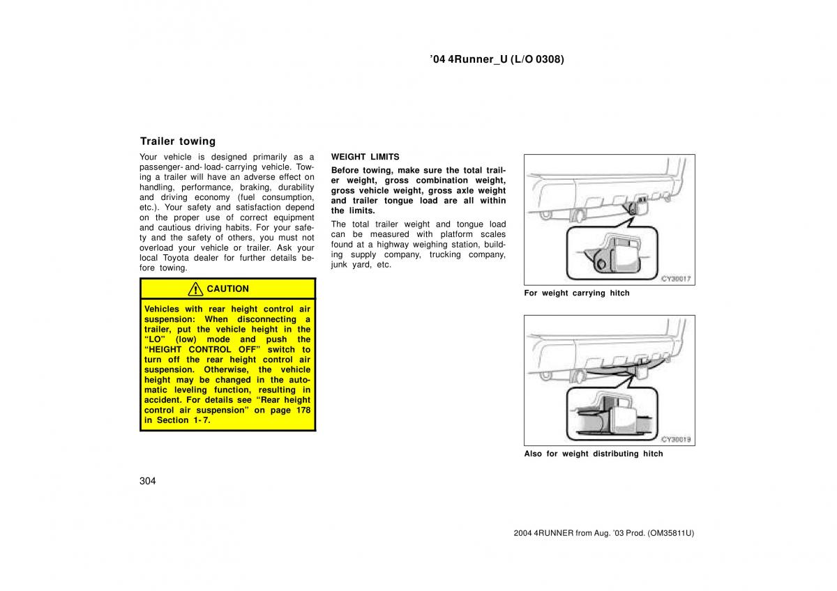 Toyota 4Runner 4 IV N210 owners manual / page 304