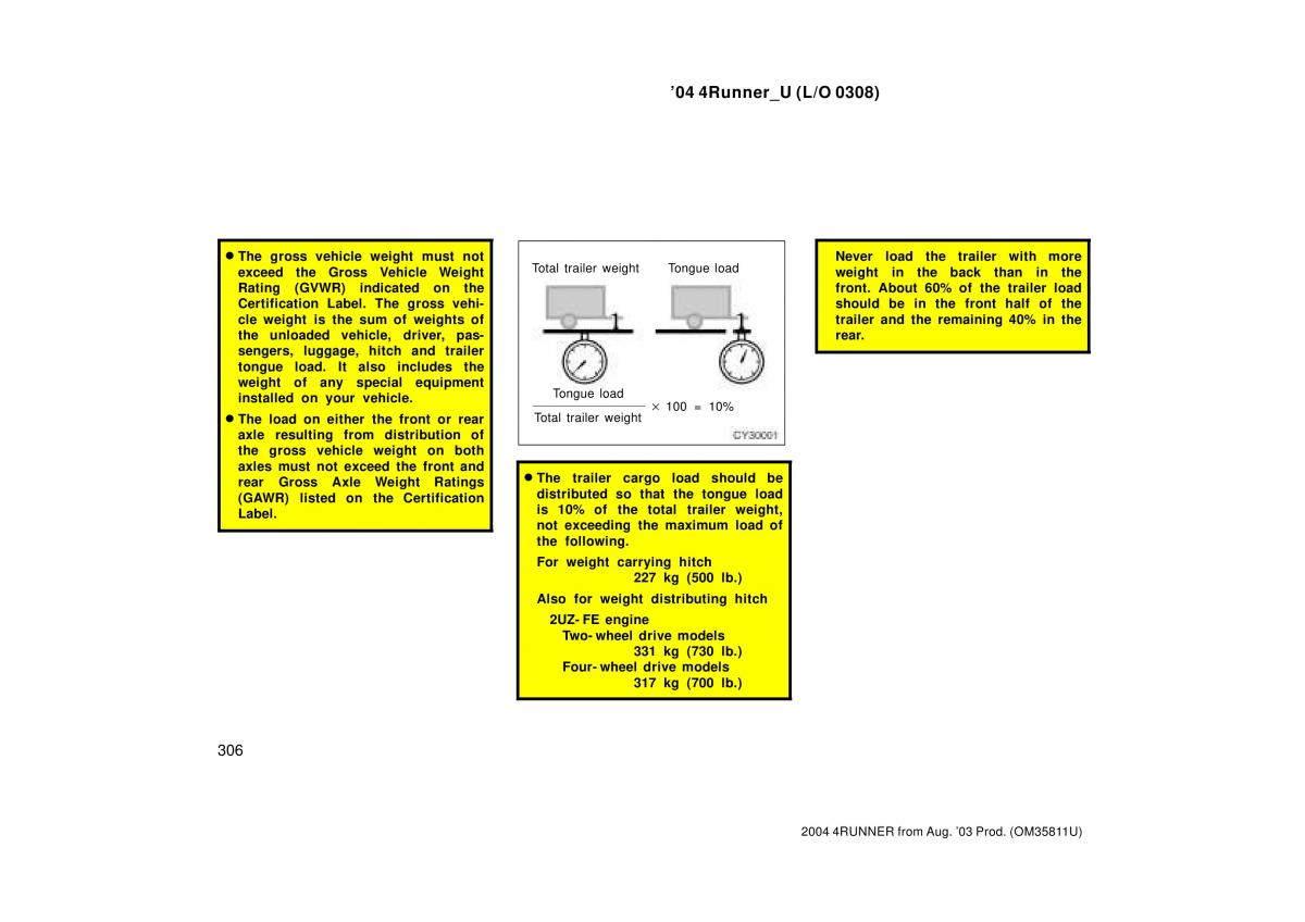 Toyota 4Runner 4 IV N210 owners manual / page 306