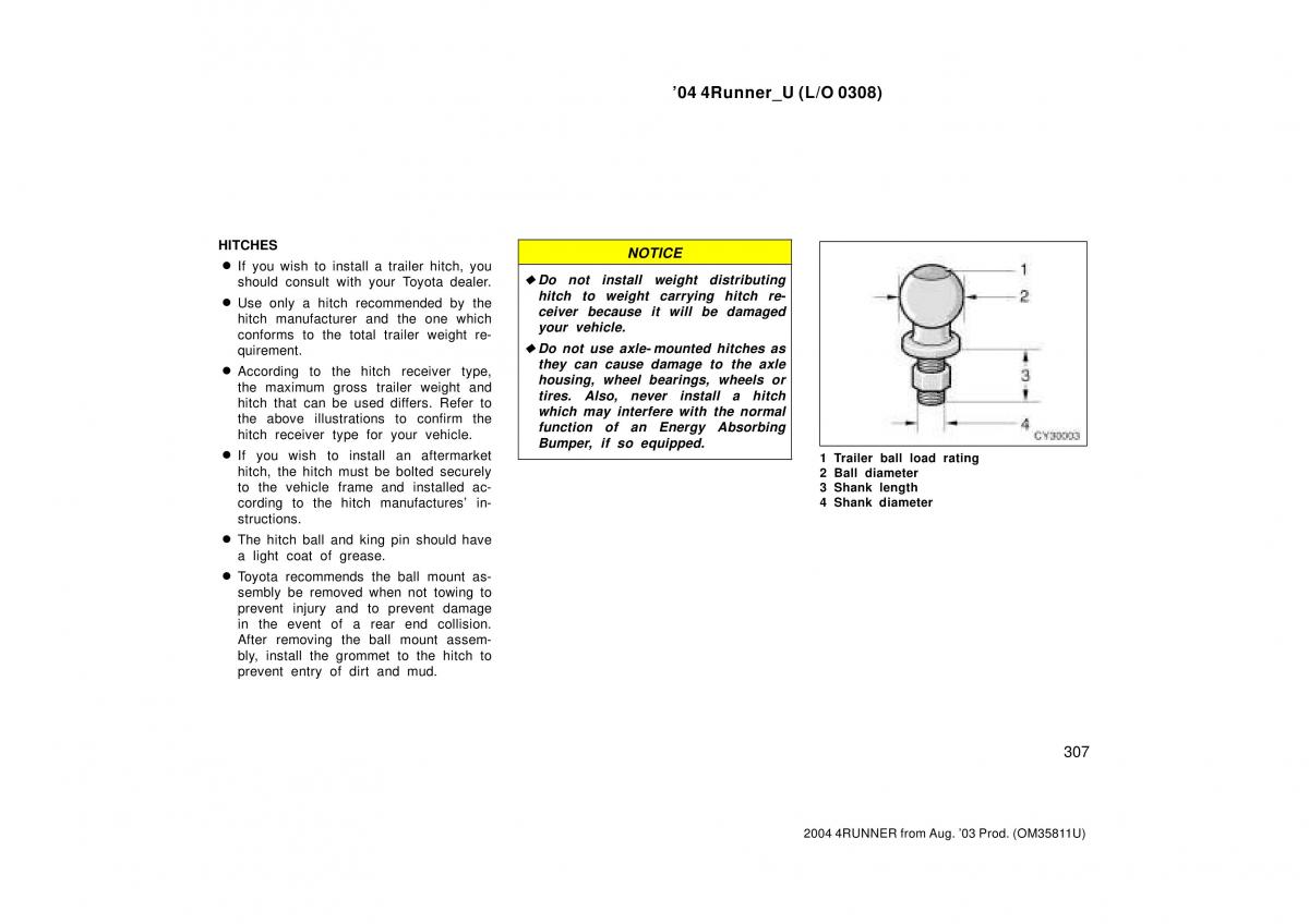 Toyota 4Runner 4 IV N210 owners manual / page 307